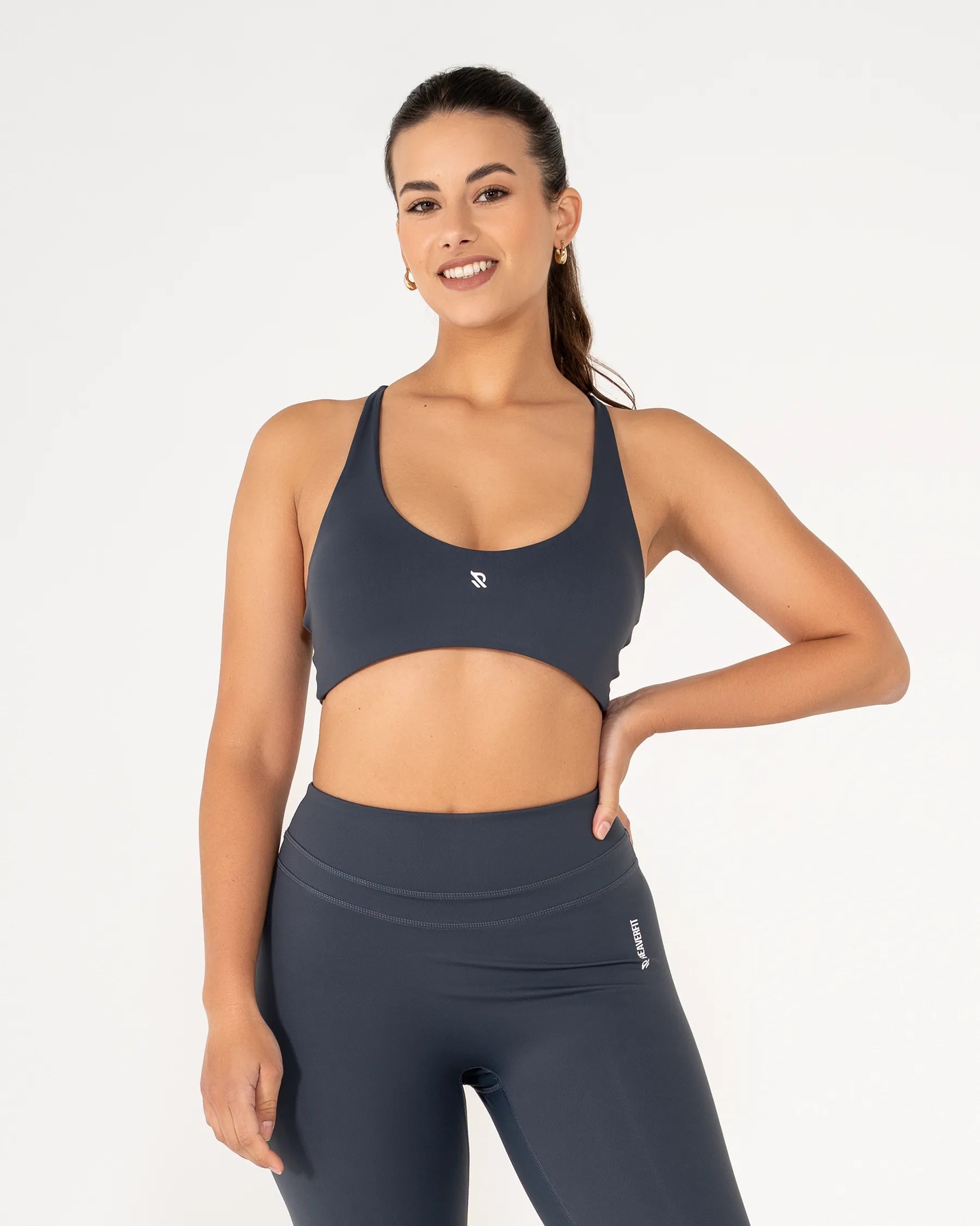 Brassière AMY bleu-gris Reaverfit pour femme idéale pour le Pilates
