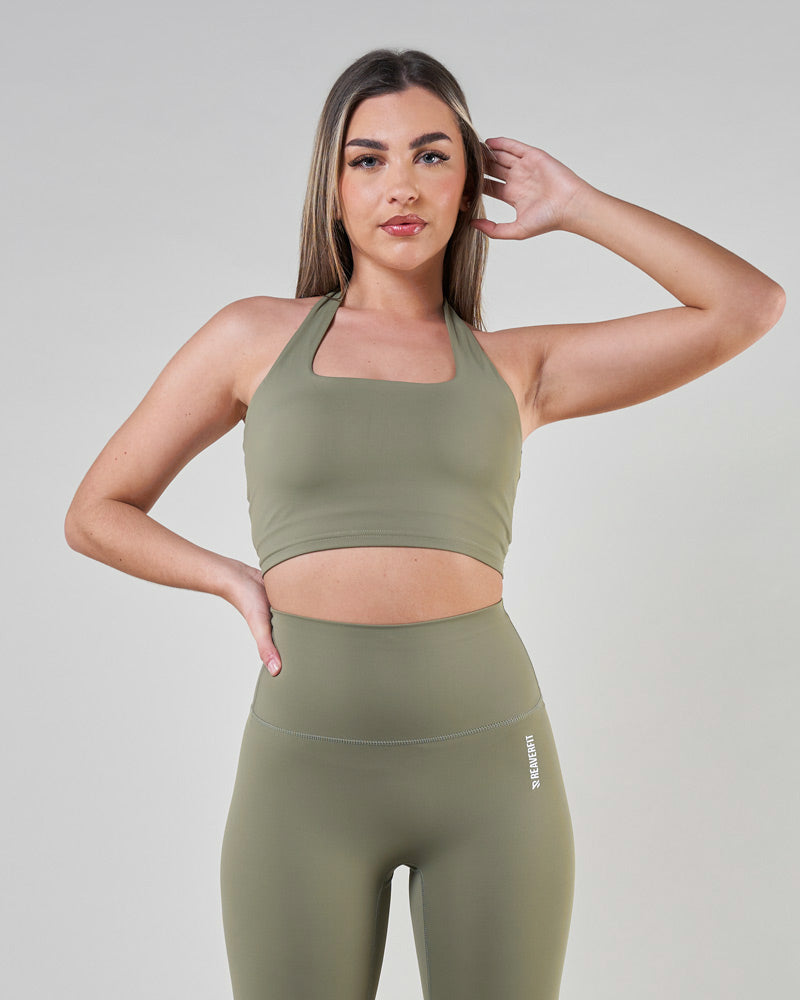 Reaverfit, Tendance, Sport, Dynamique, Femme, Fonctionnel, Brassière, Activewear, Taupe, Polyvalent, Vert Kaki