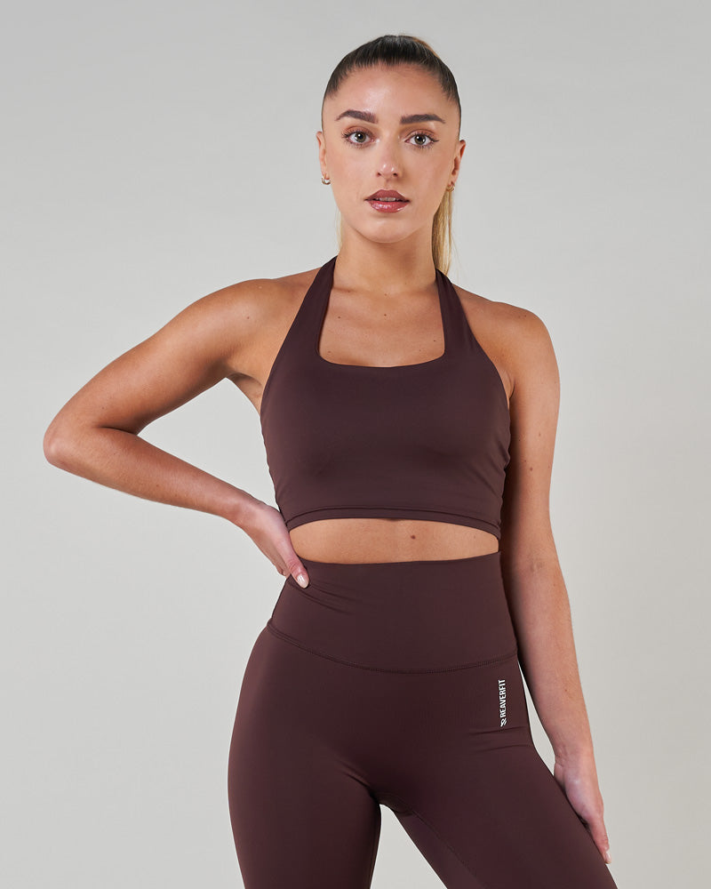 Reaverfit, Sport, Confortable, Femme, Respirant, Brassière, Activewear, Dos nu, Élastique, Marron, Ajusté