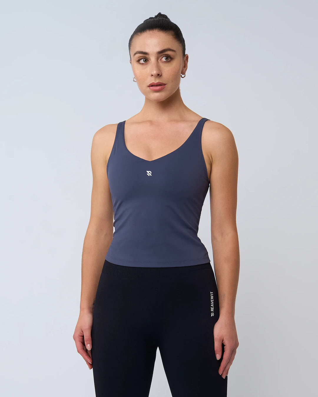 AURA Blue Tank Top with Built in Bra