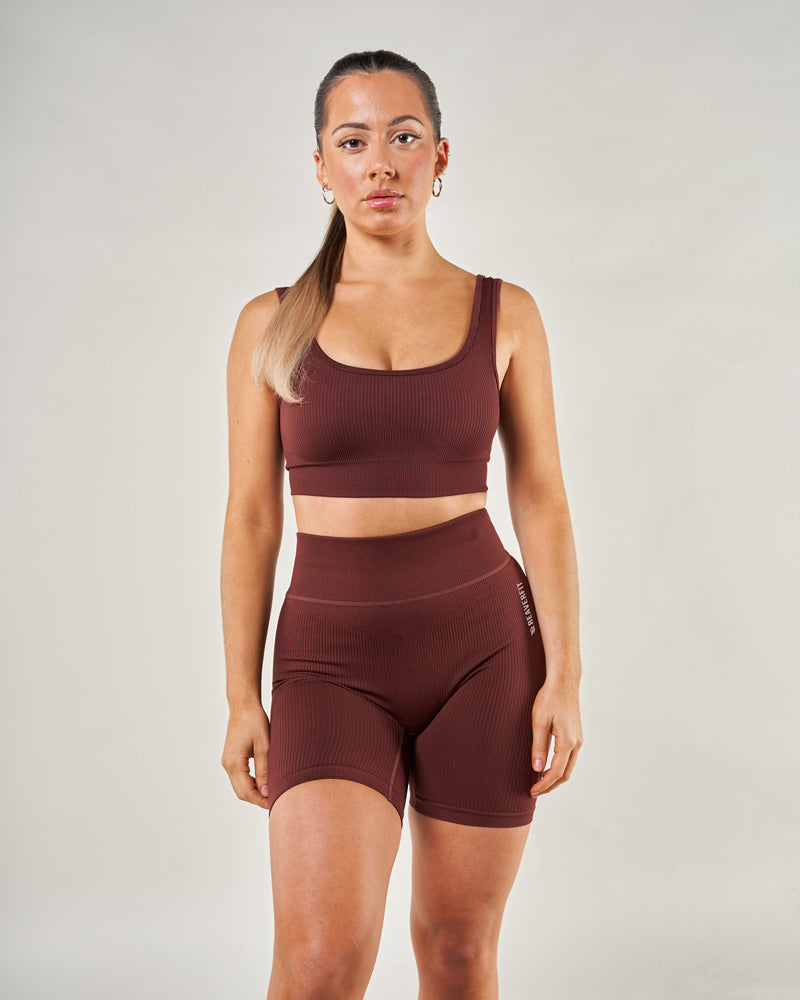 Short de sport athleisure femme sport 2023 taille haute couleur marron Reaverfit - conçu pour épouser et valoriser votre silhouette