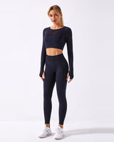 Ensemble sport femmes 3 pièces noir crop top legging et brassiere alliant style et confort, tenue sportswear 2023 