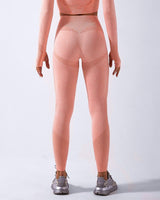 Legging taille haute couleur rose peche pour femme ideal pour salle de sport musculation, fitness et yoga activewear