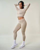 Legging de musculation yoga crossfit taille haute Cocoon Beige - Le choix idéal pour celles qui cherchent à allier style et fonctionnalité dans leur tenue de sport