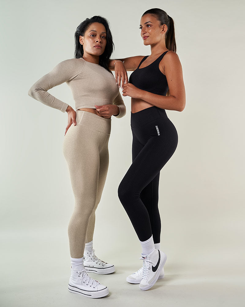 Legging de sport sportswear taille haute anti trace de cellulite Beige - Pour une allure sportive et chic, offrant une liberté de mouvement maximale