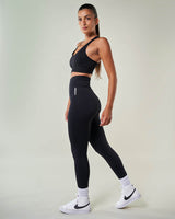 Legging de sport couture scrunch push up taille haute tendance JOY Noir avec ceinture haute pour un soutien optimal 2023
