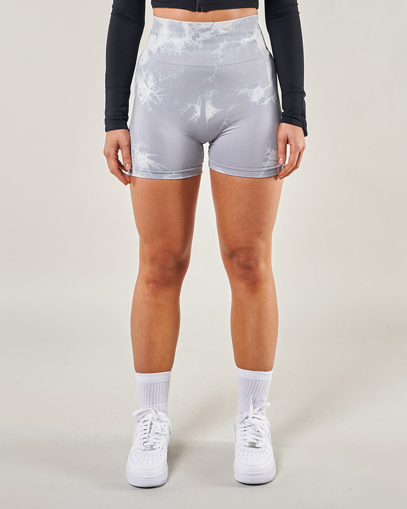 Short push up femme gris opaque en nylon et élasthanne, adapté pour la musculation, le fitness ou le yoga de la marque reaverfit