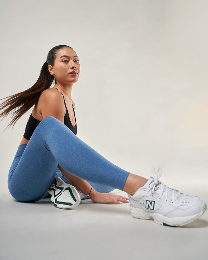 tenue sport femme legging sport bleu musculation running